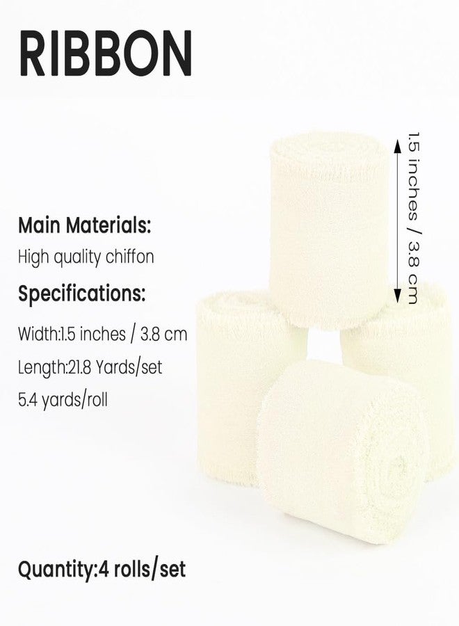 Buildcon 4 Rolls Hand-Torn Chiffon, Satin Ribbon Roll,Soft Gift Wrapping for Wedding, Crafts, Bouquets - Feel Ribbon for Decor and DIY Projects - Image 2